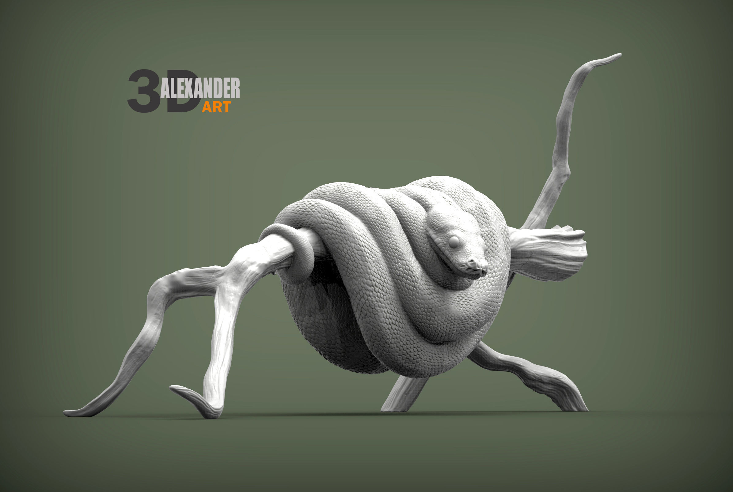 Green tree python  3D print model_2