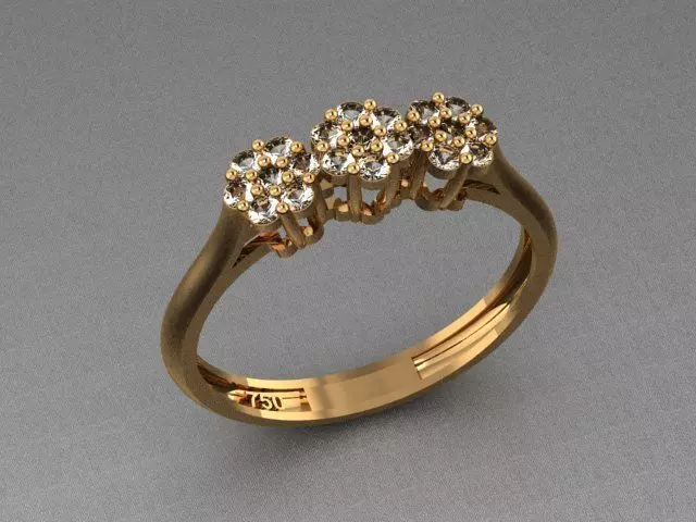 jewel flower ring 3D print model