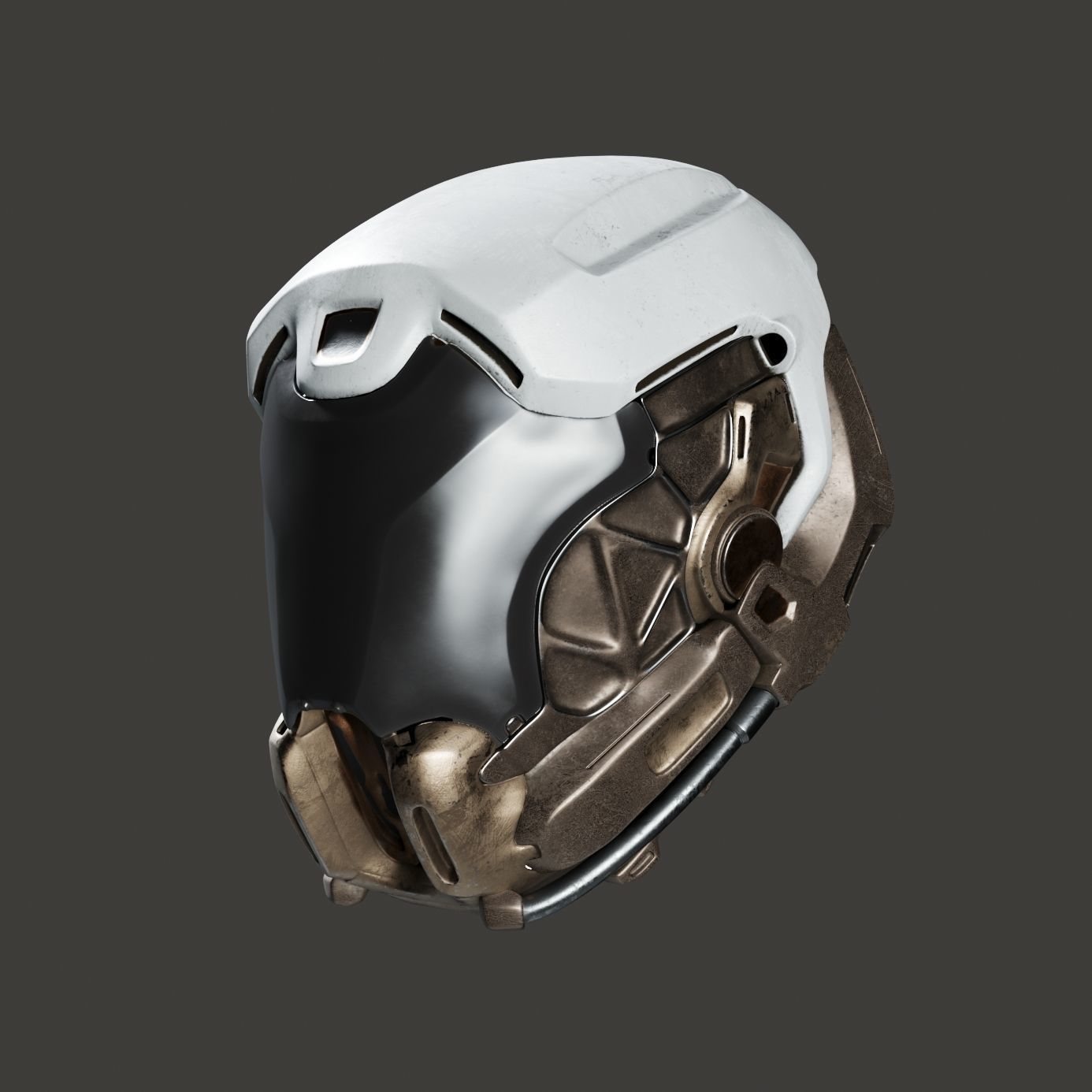 SciFi Helmet 5 version set 3D model_5
