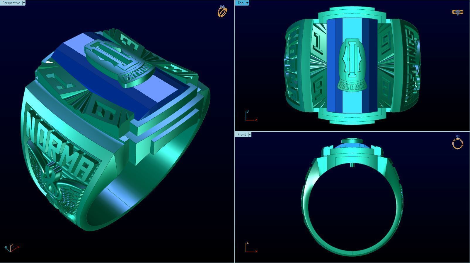 Men ring college ring set diamonds 3D print model_5