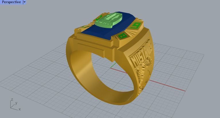 Men ring college ring set diamonds 3D print model_2