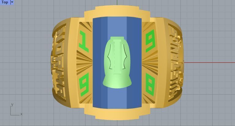 Men ring college ring set diamonds 3D print model_1