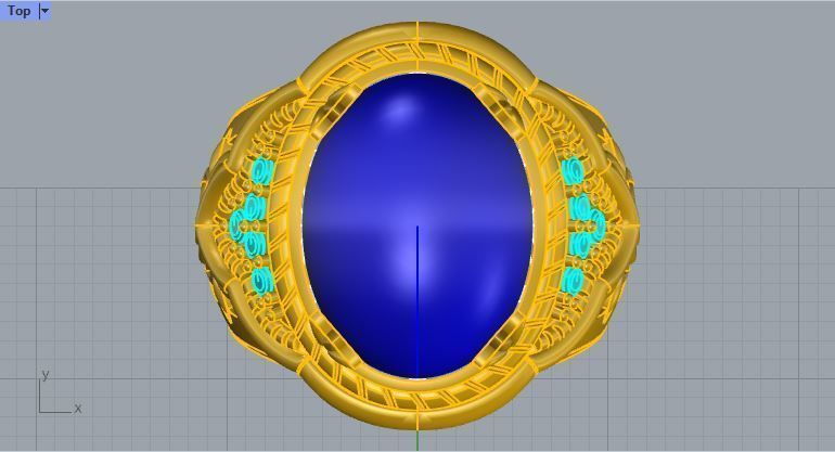 Men ring college ring set diamonds 3D print model_1