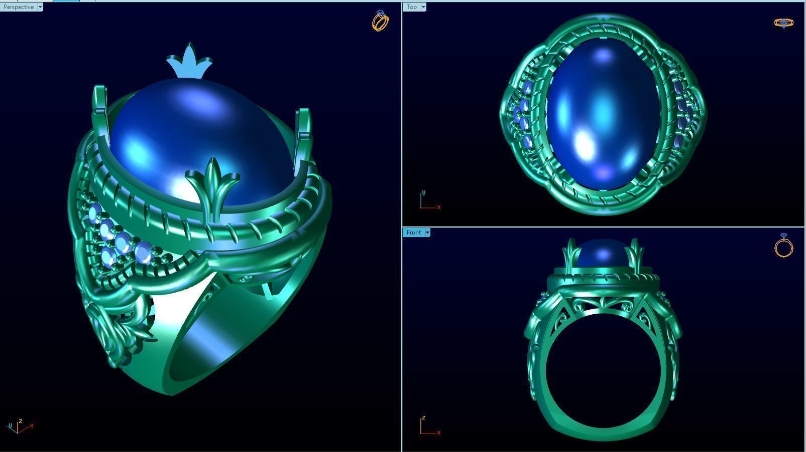 Men ring college ring set diamonds 3D print model_5