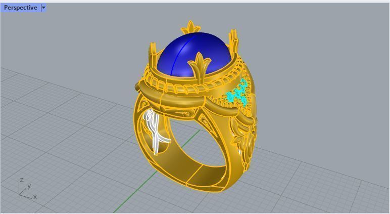 Men ring college ring set diamonds 3D print model_2