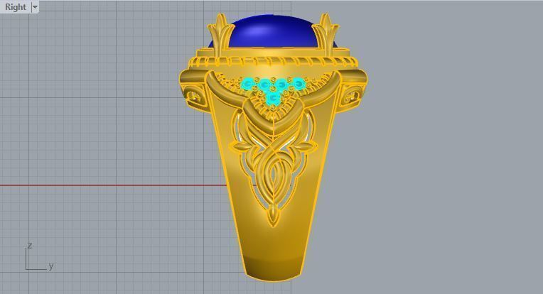 Men ring college ring set diamonds 3D print model_4