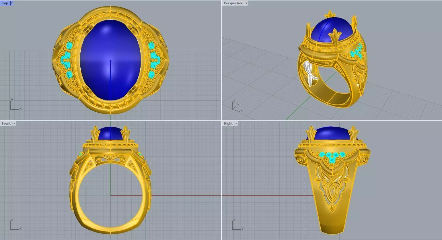 Men ring college ring set diamonds 3D print model_0