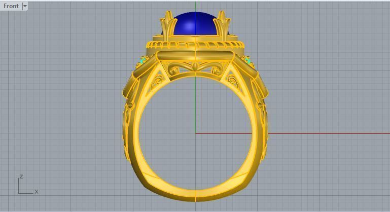 Men ring college ring set diamonds 3D print model_3