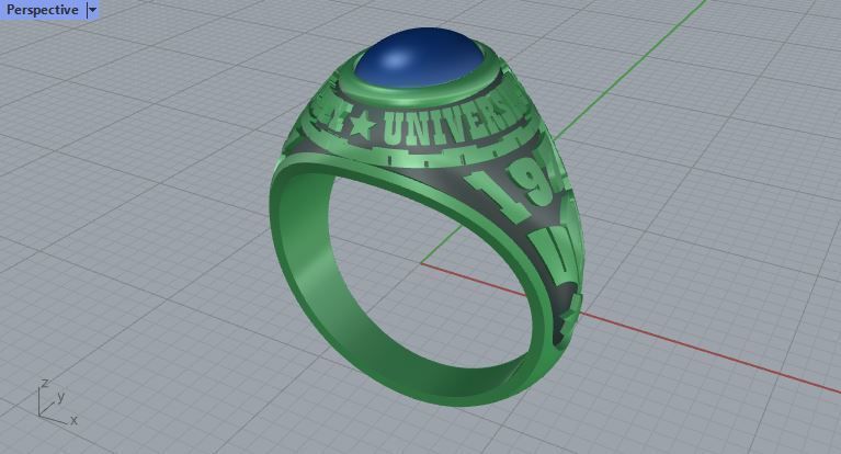 Men ring college ring set diamonds 3D print model_2