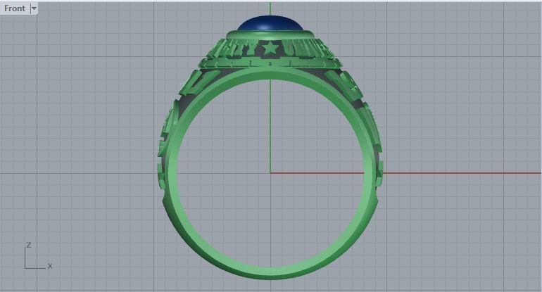 Men ring college ring set diamonds 3D print model_3