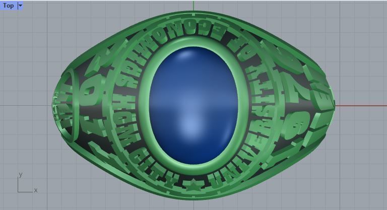 Men ring college ring set diamonds 3D print model_1