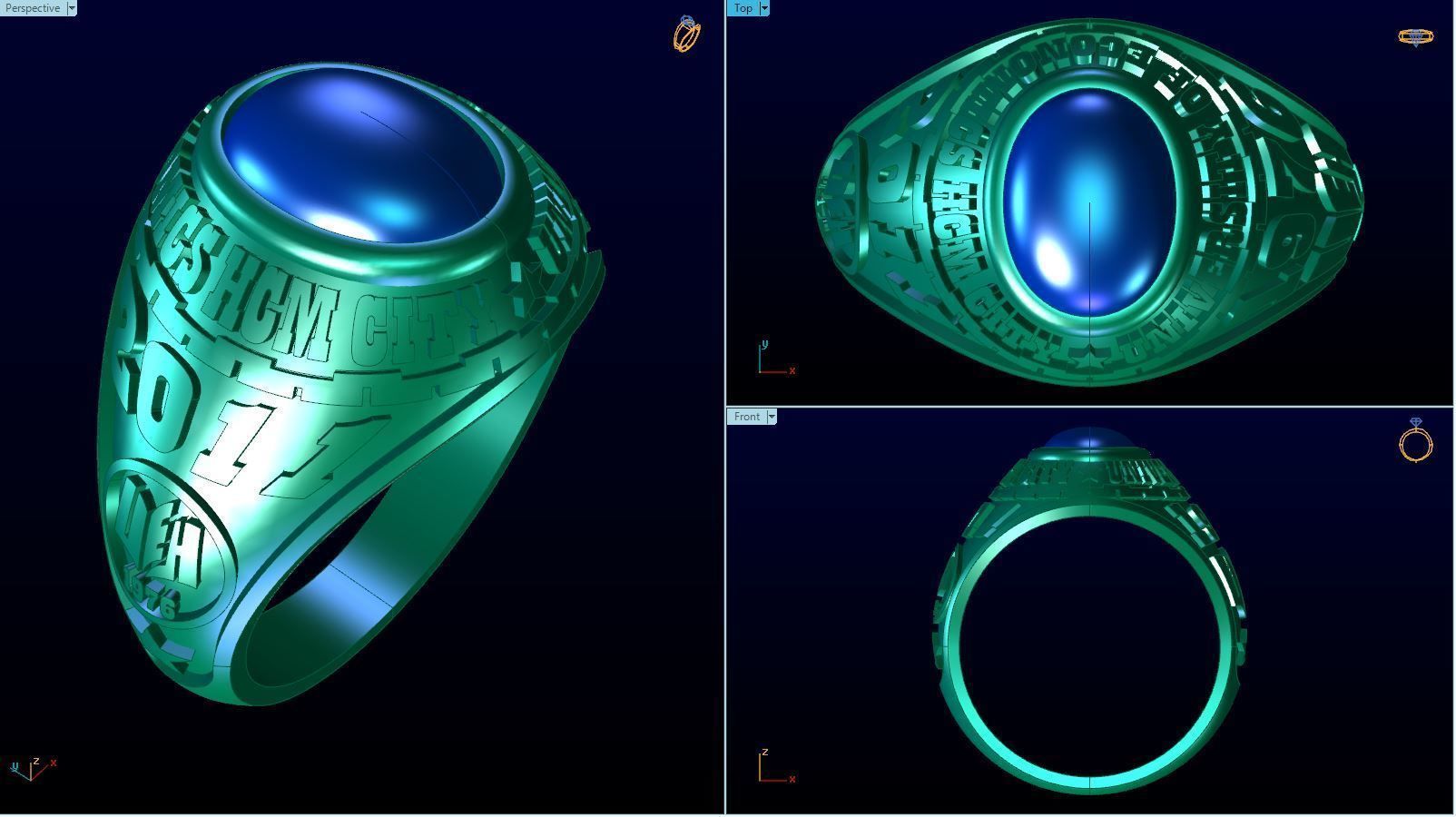 Men ring college ring set diamonds 3D print model_5