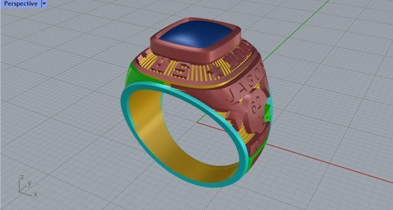 Men ring college ring set diamonds 3D print model_2