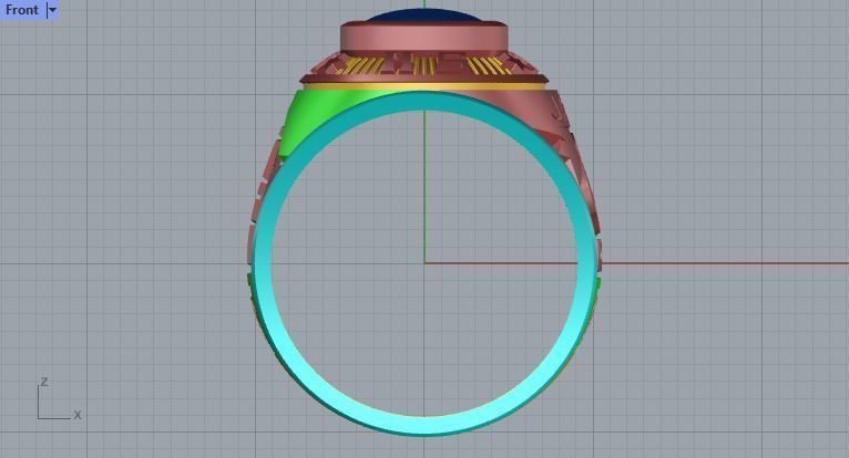 Men ring college ring set diamonds 3D print model_3