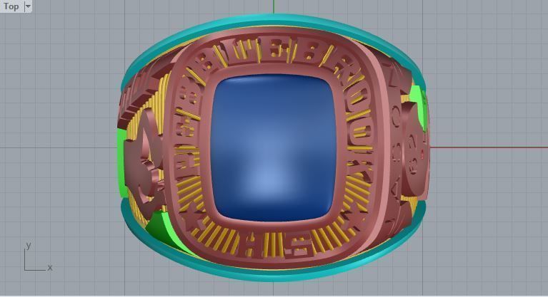 Men ring college ring set diamonds 3D print model_1