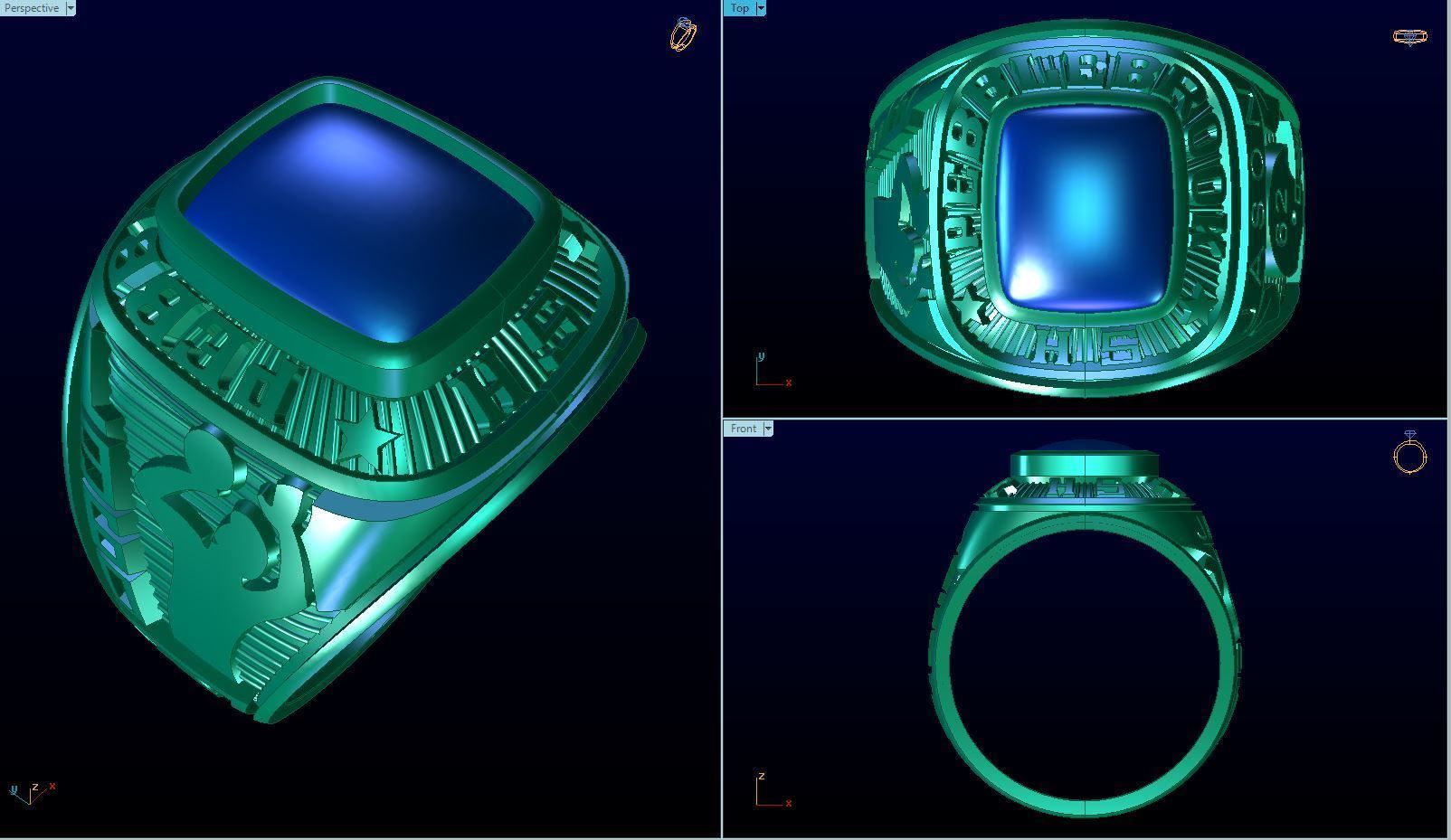 Men ring college ring set diamonds 3D print model_5