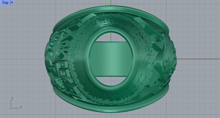 Men ring college ring set diamonds 3D print model_1