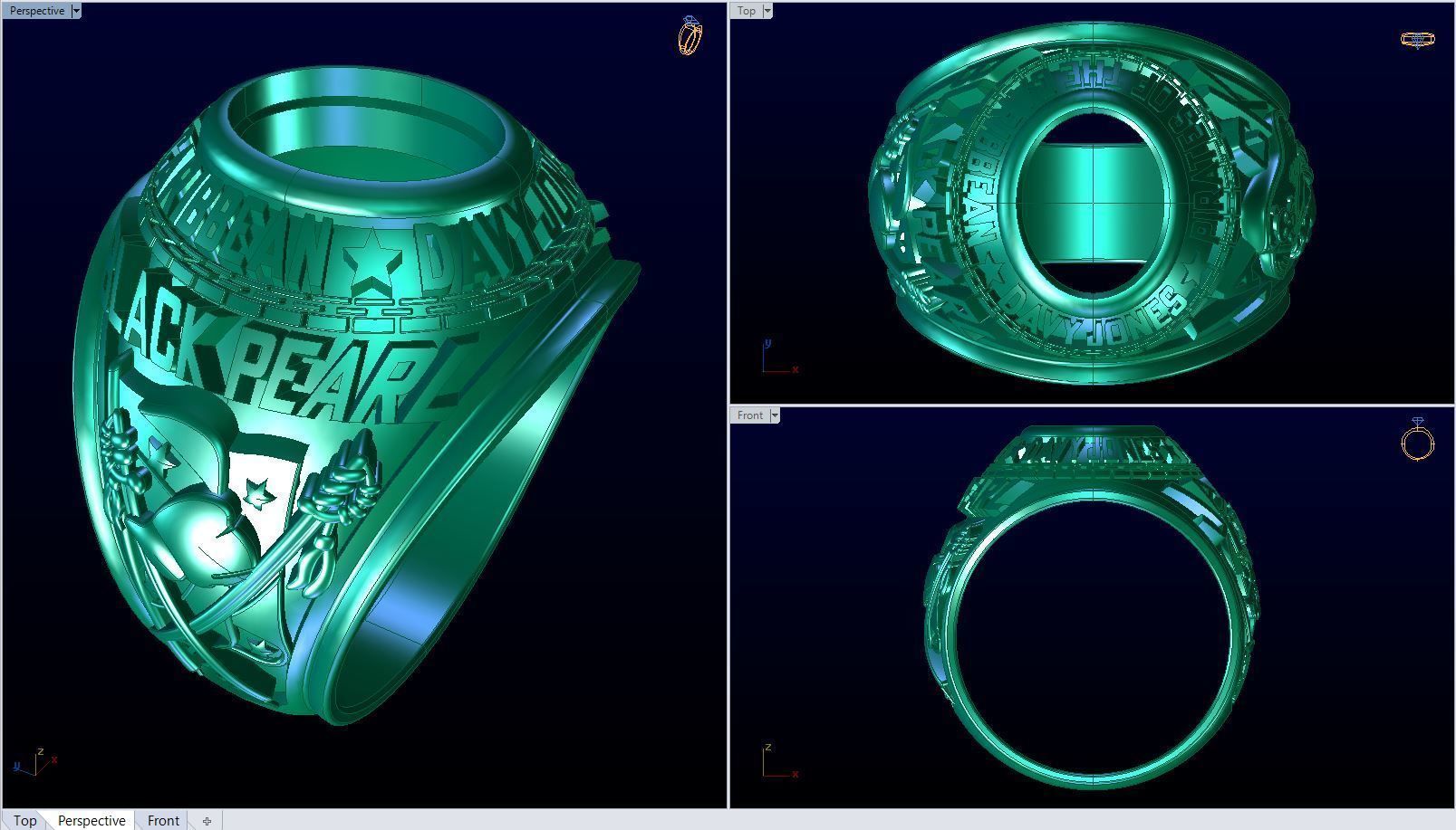 Men ring college ring set diamonds 3D print model_5
