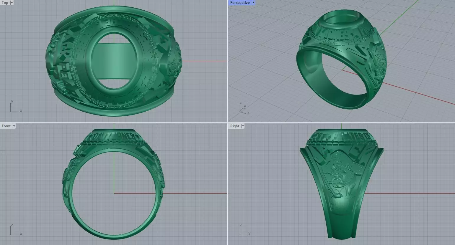 Men ring college ring set diamonds 3D print model_0