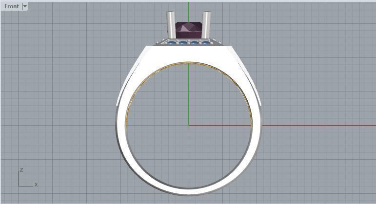 Men ring college ring set diamonds 3D print model_4