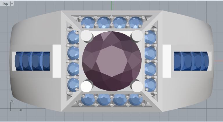 Men ring college ring set diamonds 3D print model_2