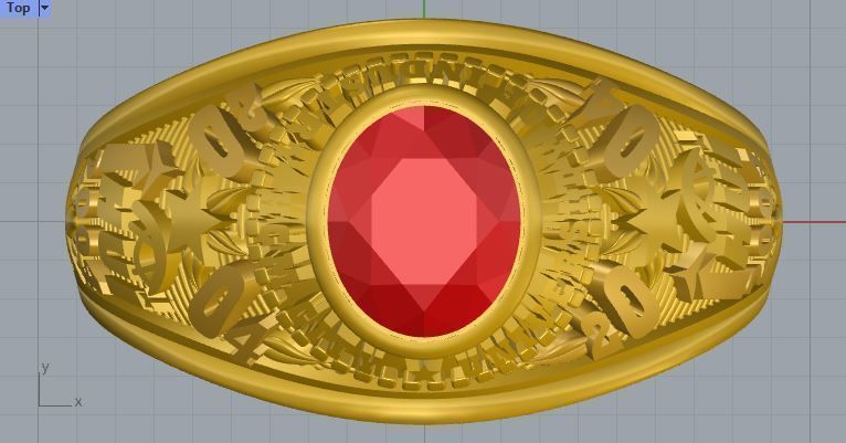 Men ring college ring set diamonds 3D print model_1