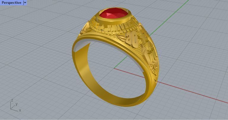 Men ring college ring set diamonds 3D print model_2