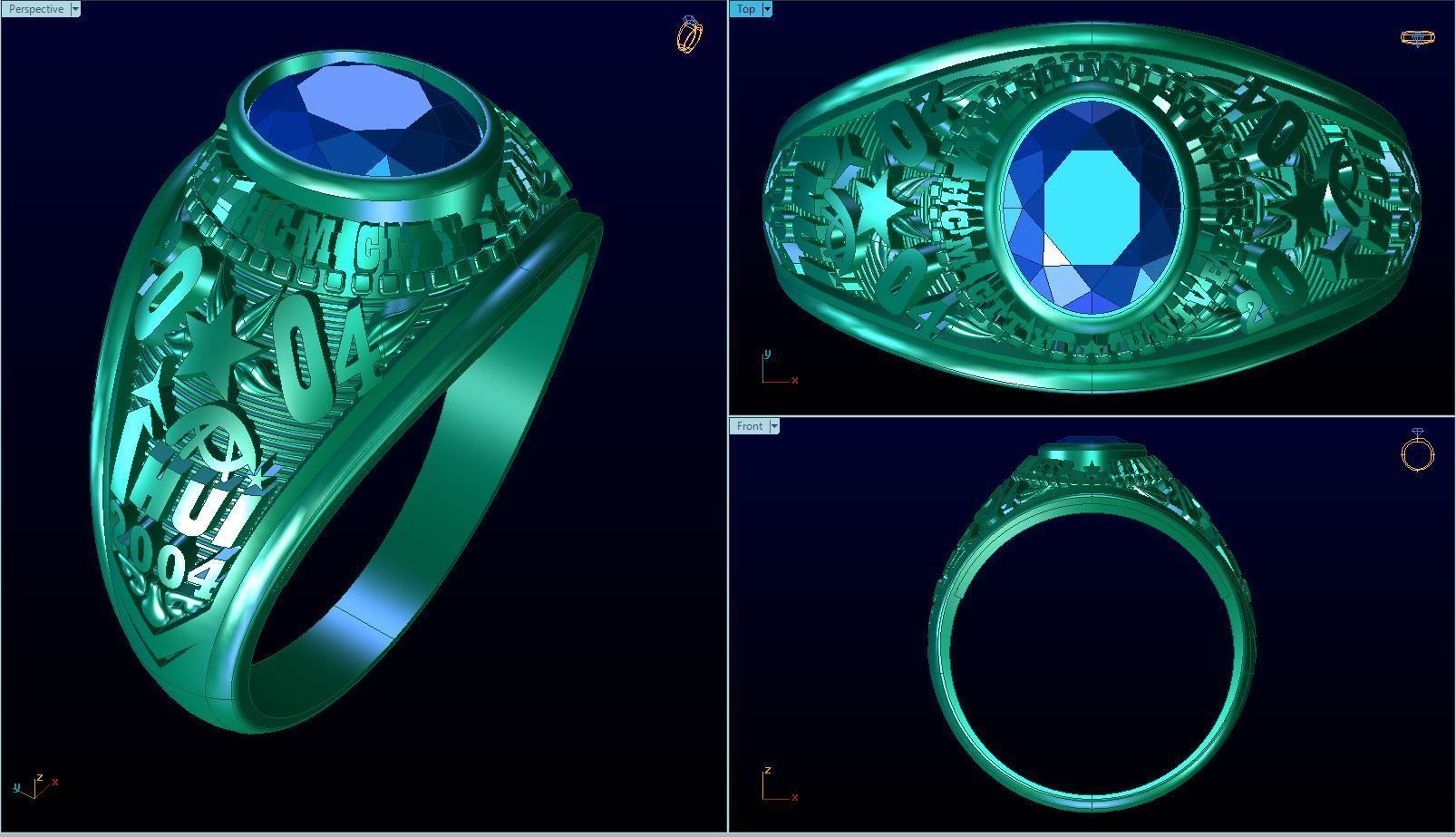 Men ring college ring set diamonds 3D print model_5