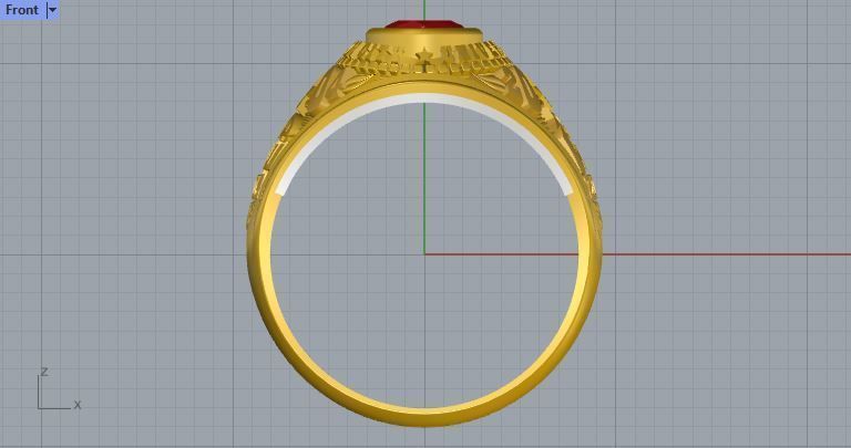 Men ring college ring set diamonds 3D print model_3