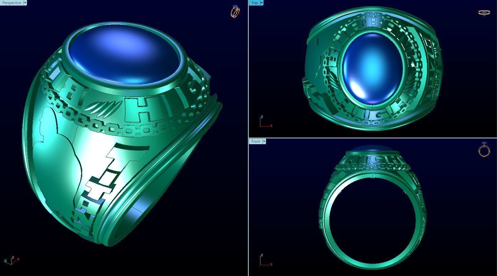 Men ring college ring set diamonds 3D print model_5