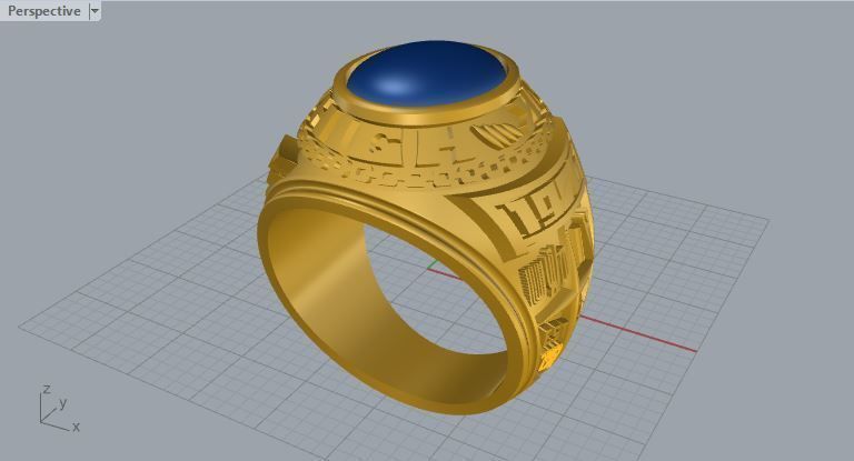 Men ring college ring set diamonds 3D print model_2