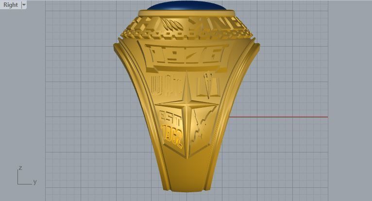 Men ring college ring set diamonds 3D print model_4