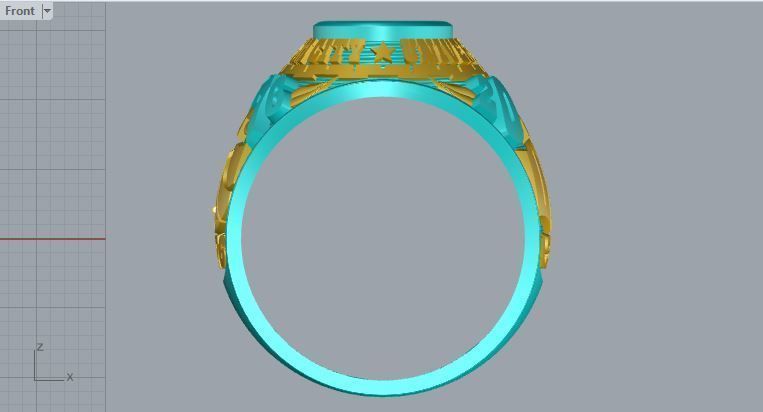 Men ring college ring set diamonds 3D print model_3