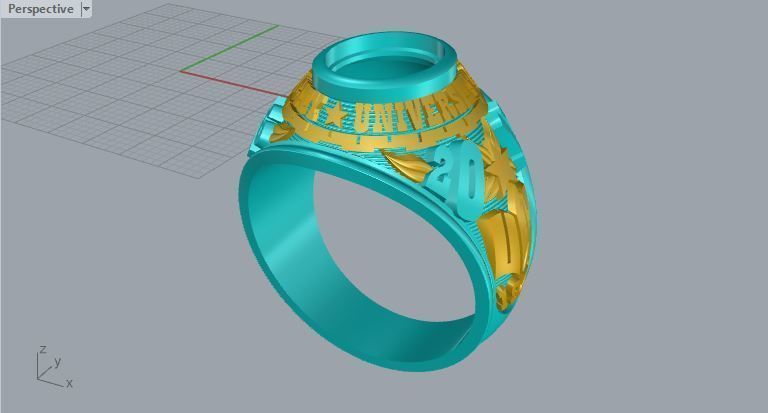 Men ring college ring set diamonds 3D print model_2