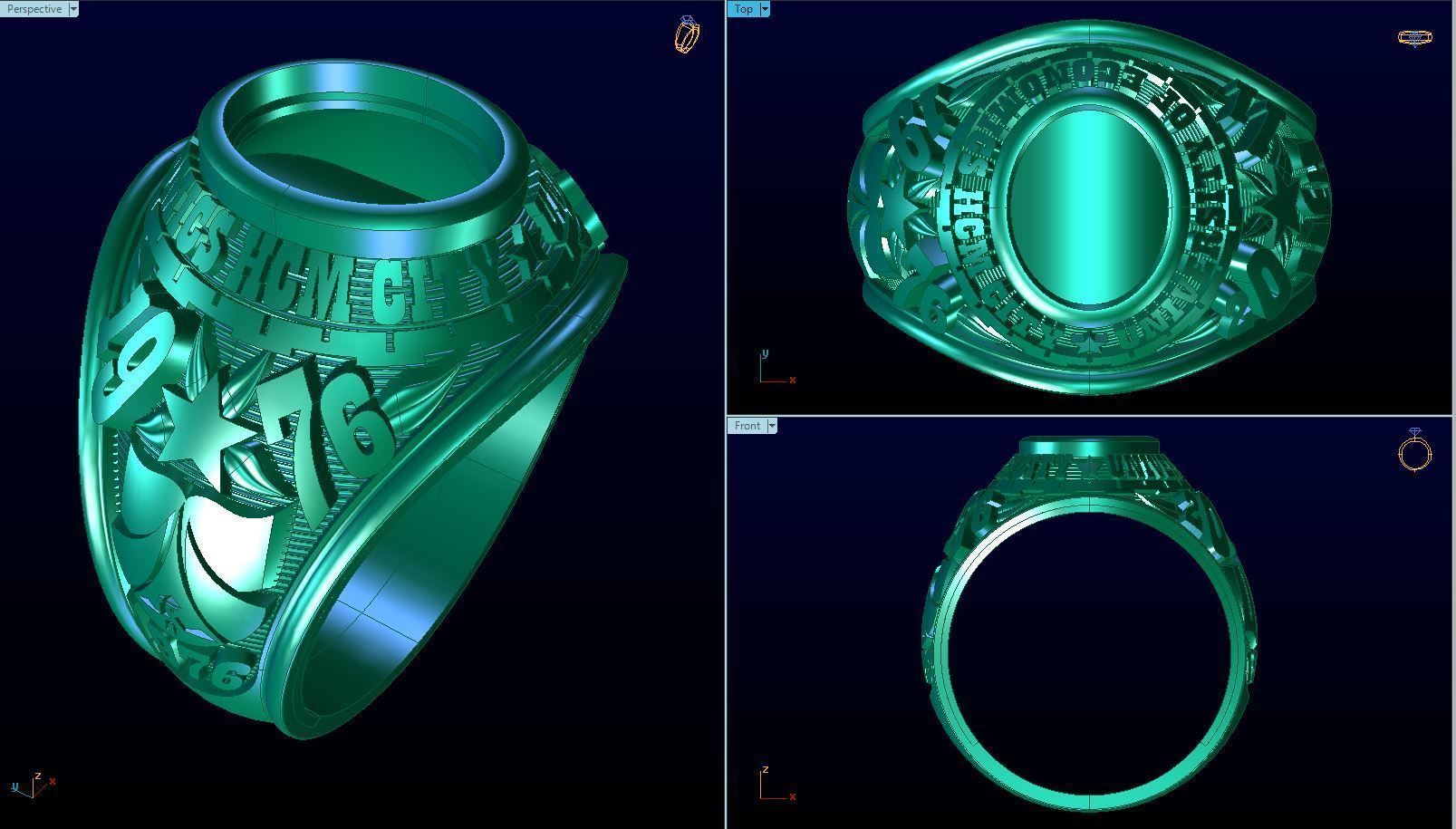 Men ring college ring set diamonds 3D print model_5