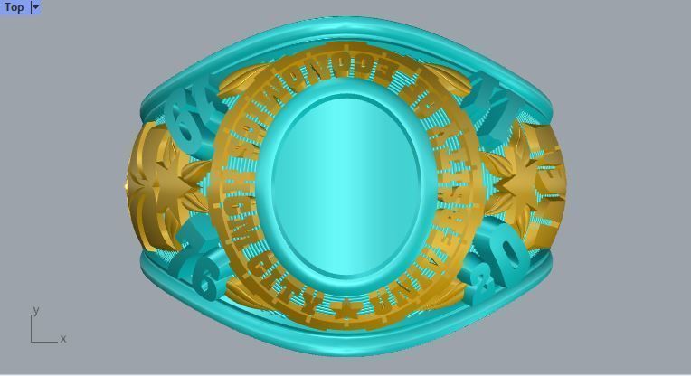 Men ring college ring set diamonds 3D print model_1