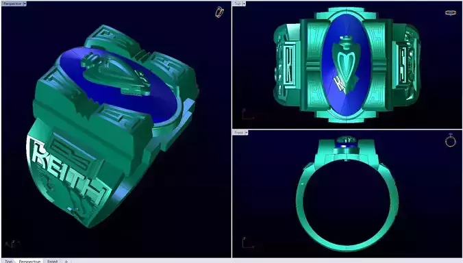 Men ring college ring set diamonds 3D print model