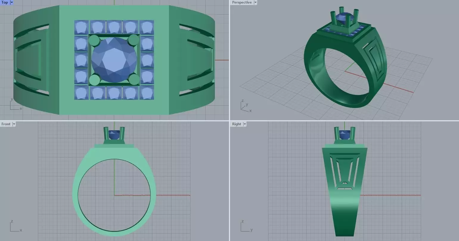 Men ring college ring set diamonds 3D print model_0