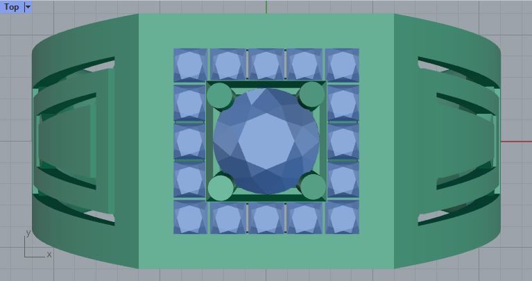 Men ring college ring set diamonds 3D print model_1