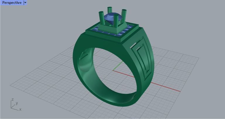 Men ring college ring set diamonds 3D print model_3