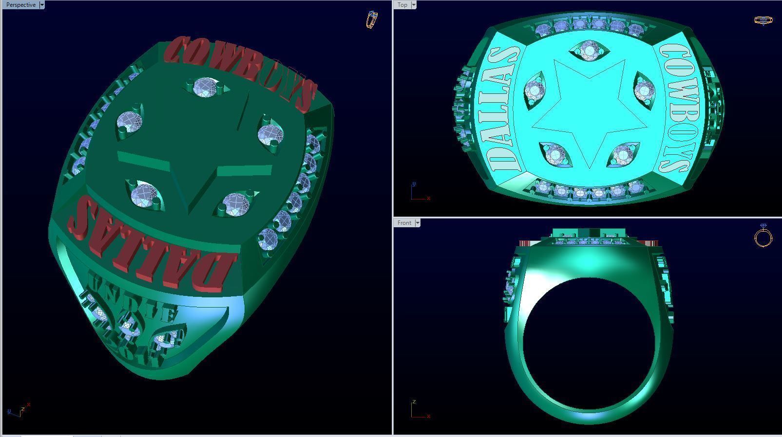 Men ring college ring set diamonds 3D print model_2