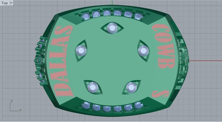 Men ring college ring set diamonds 3D print model_1