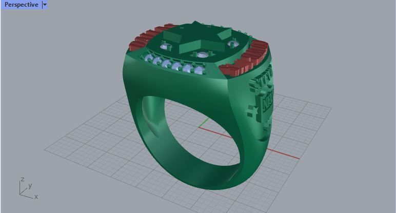 Men ring college ring set diamonds 3D print model_3