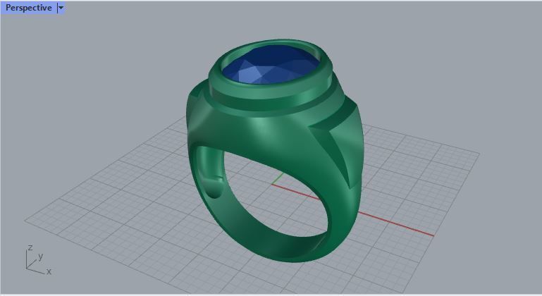 Men ring college ring set diamonds 3D print model_3