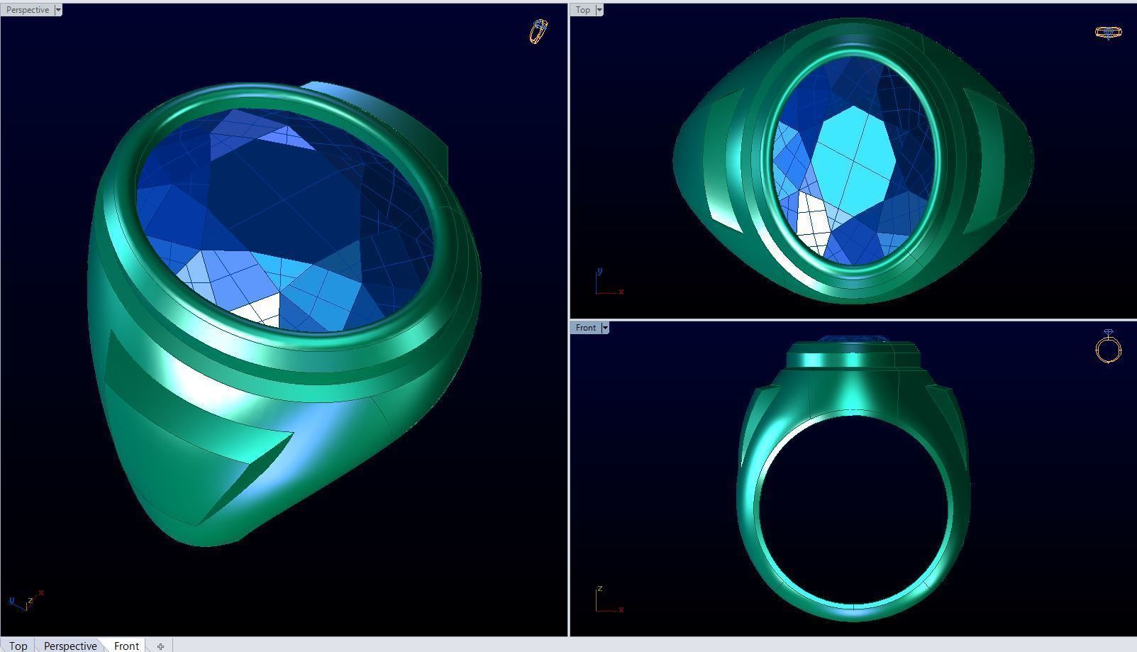 Men ring college ring set diamonds 3D print model_2