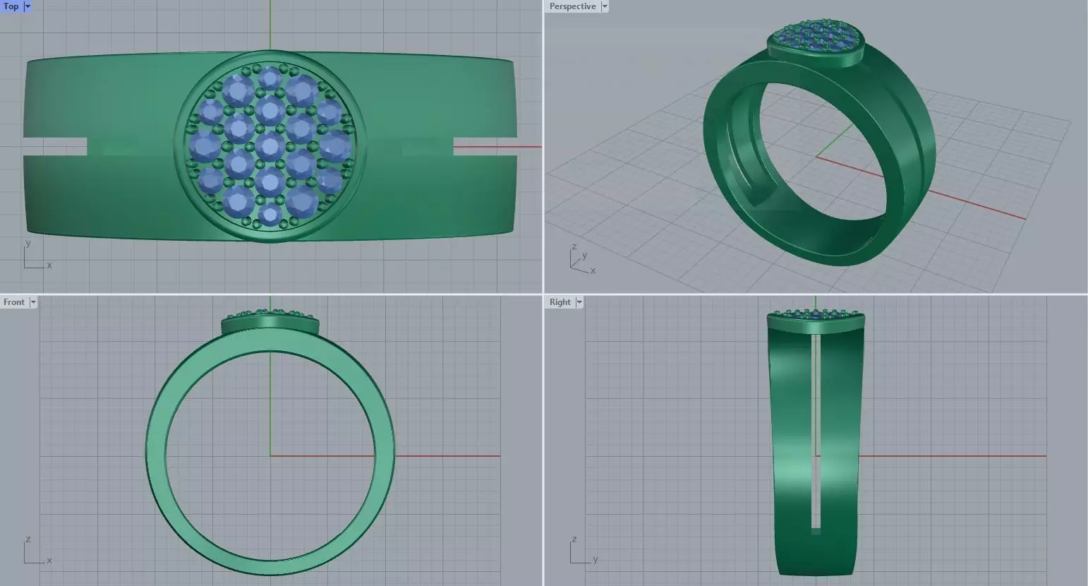 Men ring college ring set diamonds 3D print model_0
