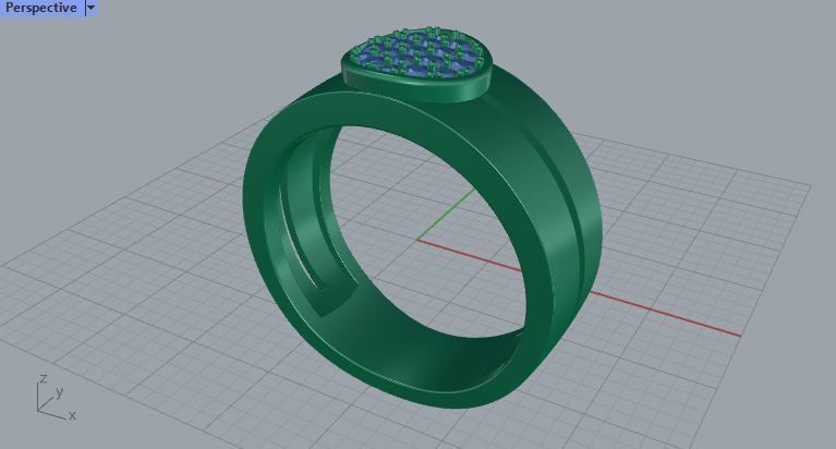 Men ring college ring set diamonds 3D print model_3