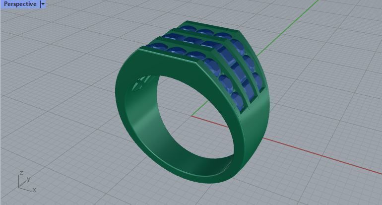 Men ring college ring set diamonds 3D print model_3