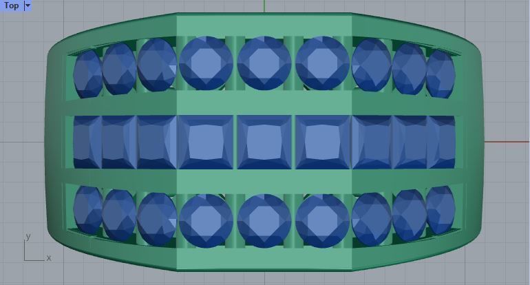 Men ring college ring set diamonds 3D print model_1