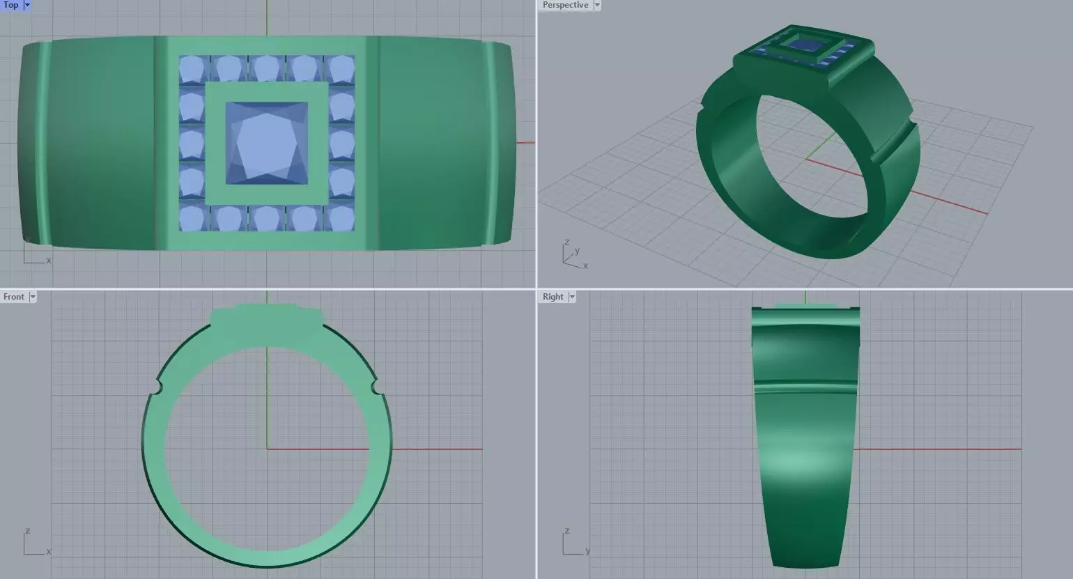Men ring college ring set diamonds 3D print model_0